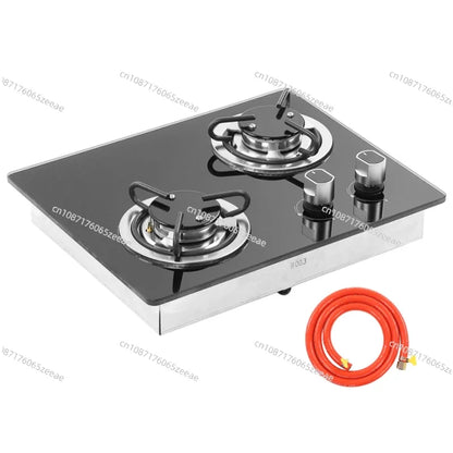 RV Gas Stove 2 Burners 1.8Kw Power Tempered Glass Panel Easy to Clean Gas Cook Top for RV Boat Caravan Camper