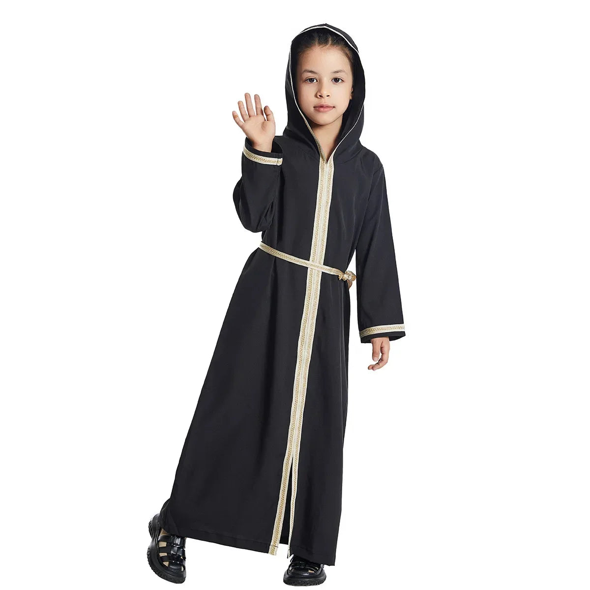 Kids Muslim Girls Abaya Prayer Hooded Long Maxi Dress Turkey Kaftan Arab Robe Dubai Islam Morocco Eid Party Ramadan Gown Caftan