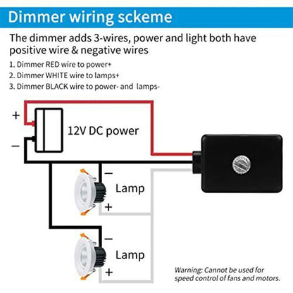 DC 12V Dimmer Switch PWM LED Dimmer Switch for Campervan Motorhome Cars Boat RV