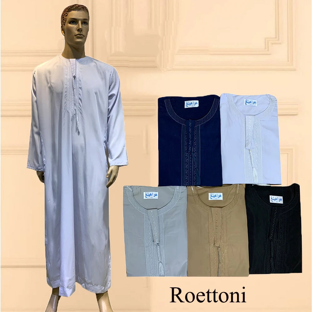 Long Sleeve Aman Abaya 1Piece Jubba Thobe For Men Kaftan Pakistan Muslim Saudi Arabia Djellaba Islam Clothing Prayer Robe Afghan