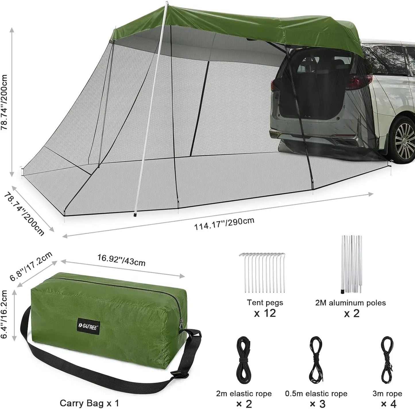 Mosquito Net, Portable SUV Tent Tailgate Shade Car Canopy for Outdoor Camping Car Travel