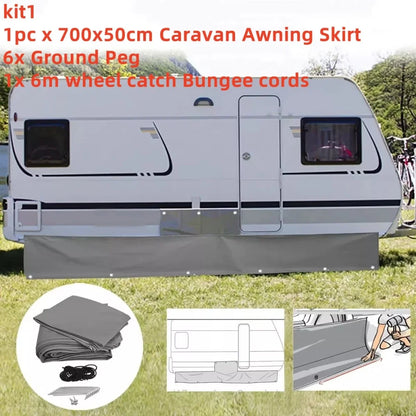 1set Caravan Awning Draught Skirt 7m Length X 50cm Deep With Wheel Arch Covers Suckers Motorhome Draft Campervan Side Skirting