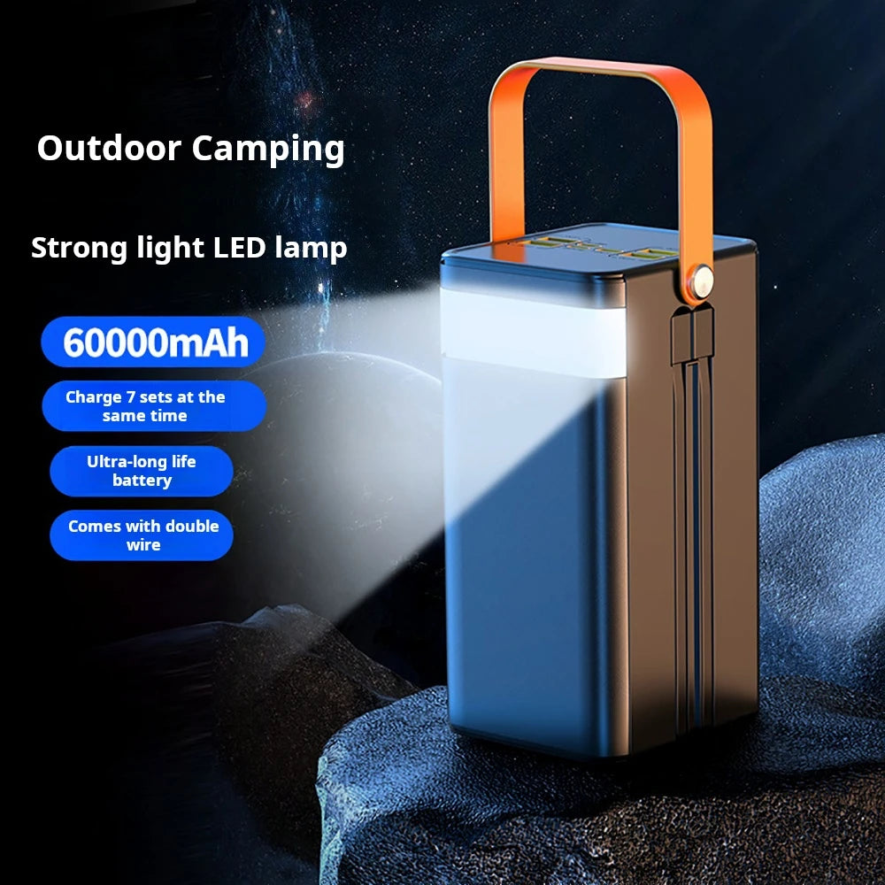 60000mAh Portable Power Bank 120W Fast Charging Power Station Outdoor Emergency Power Bank Solar Generator LED For Camping Phon