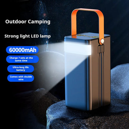 60000mAh Portable Power Bank 120W Fast Charging Power Station Outdoor Emergency Power Bank Solar Generator LED For Camping Phon