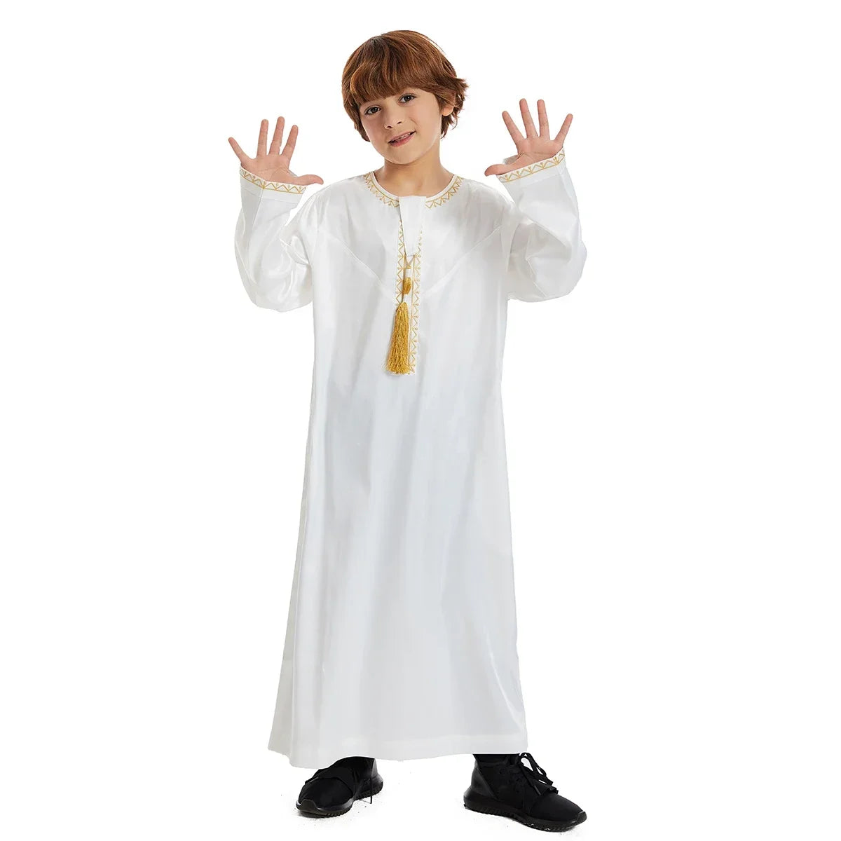 Traditional Children Muslim Clothing Kids Middle Eastern Abaya Jubba Thobe Boy Long Dress Robe Embroidery Kaftan Ramadan Caftan