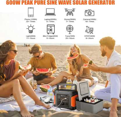 400W Portable Power Station 296Wh Outdoor Solar Generator Backup Ternary Battery Pure Sine Wave Power Pack with AC/DC Outlet