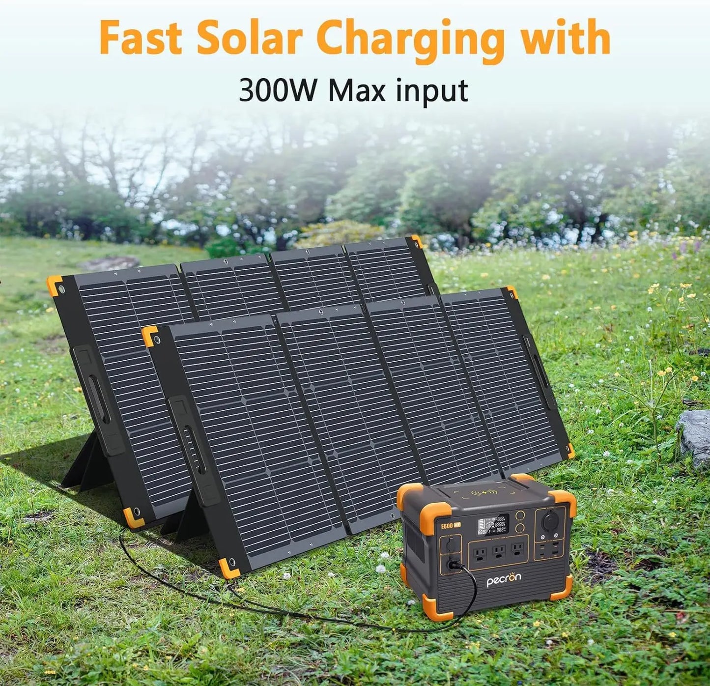 Portable Power Station E600LFP 614Wh Solar Generator Power Station with 3X1200W AC Outlets 100W USB-C PD Output LiFePO4