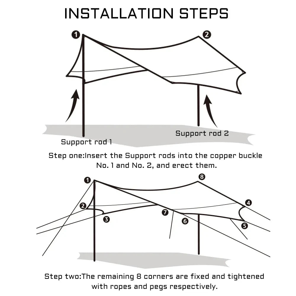 5.1x5.1m Large Camping Tarp Waterproof Octagon Butterfly Outdoor Sun Shelter Awning Tent Shade Sunshade Beach Tourist Canopy