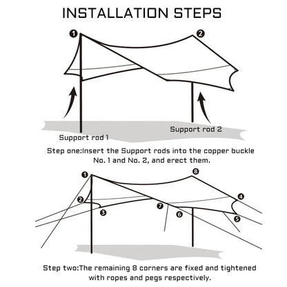 5.1x5.1m Large Camping Tarp Waterproof Octagon Butterfly Outdoor Sun Shelter Awning Tent Shade Sunshade Beach Tourist Canopy