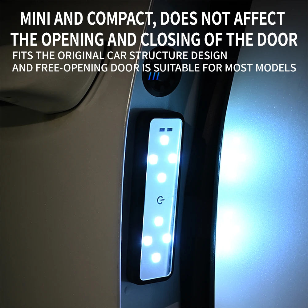 2PCS Car Door Lights LED Welcome Light Magnetic Control USB Charging Auto Open Door Safe Anti-collision Emergency Signal Lamp