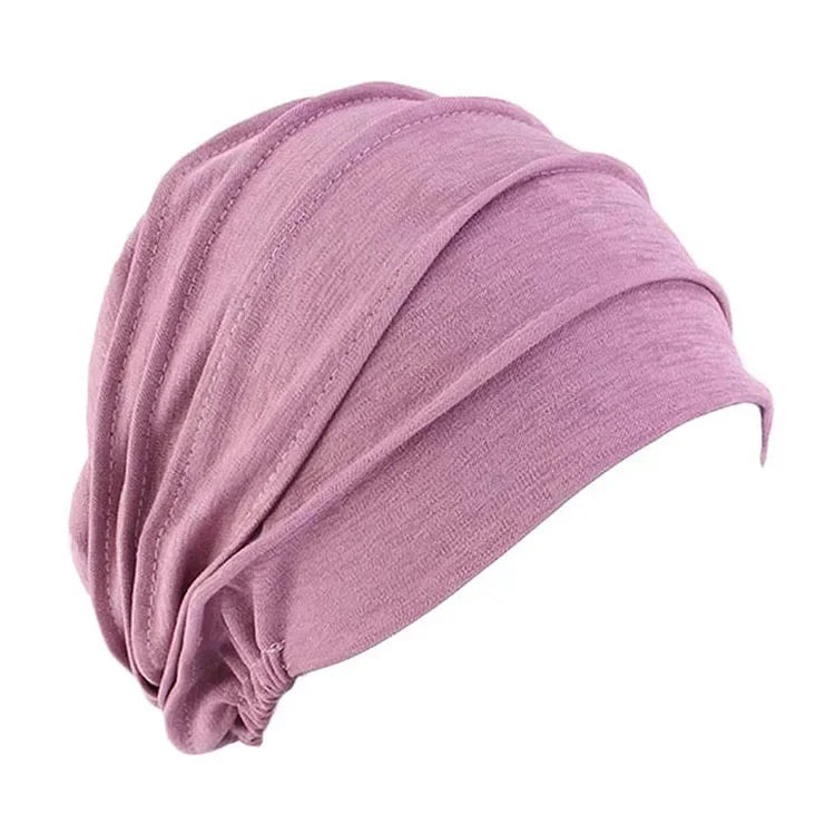 Breathable Elastic Women's Turban Hat Soft Ruffle Head Wrap Cap Lady Cancer Chemo Cap Muslim Headscarf Hat