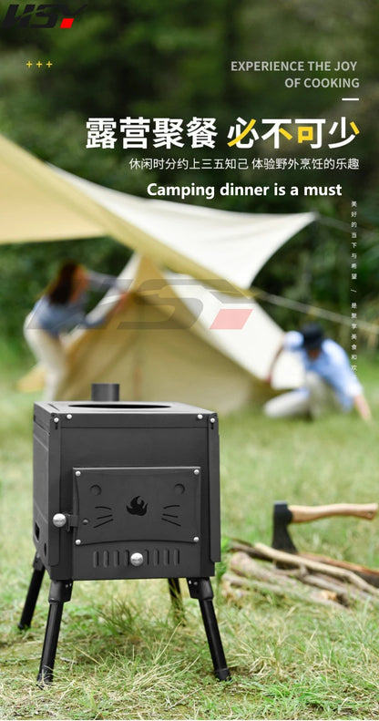 Stainless Steel Folding Heating Tent Stove, Outdoor Camping, Firewood Stove, Picnic Fire Stove with Window