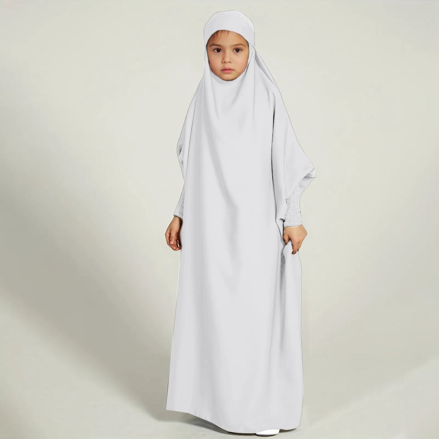 Ramadan Muslim Kids Girls Abaya Robe Solid Color Long Kaftan abaya enfant robes Dress Islamic Clothing Kids Clothes For Gift