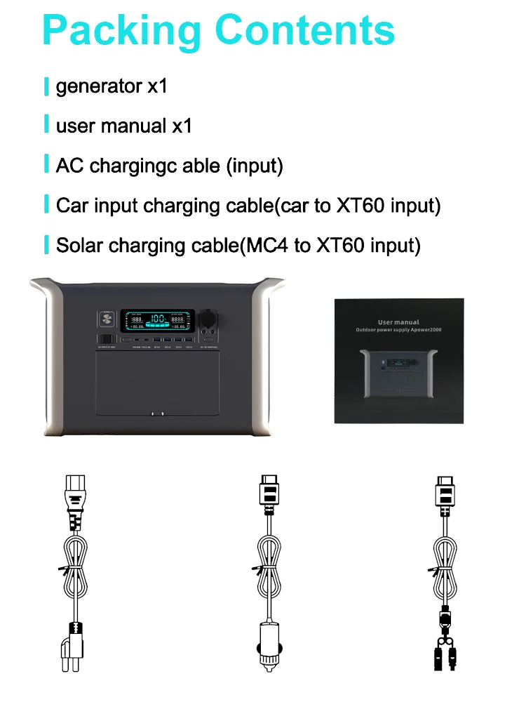 2600W 2400W portable power station lifepo4 UPS Power Supply Camping Solar Electric Generator Power Bank Rechargeable battery Out