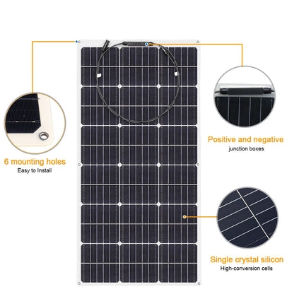 WUZECK Flexible Solar Panel 200W OR 12V Solar Panel Kit 2pcs 100W Monocrystalline 12 V 24V controller Solar cable PV cell 200 W