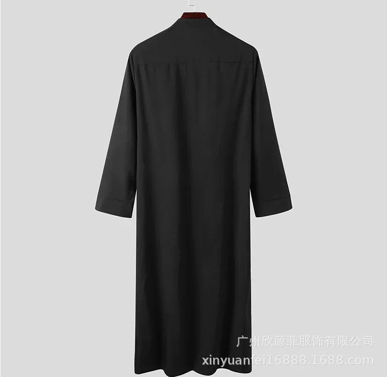 Abaya Dubai Men's Muslim Loose Stand Collar New Saudi Round Collar Hui Robe Arab Middle East Men's Clothing