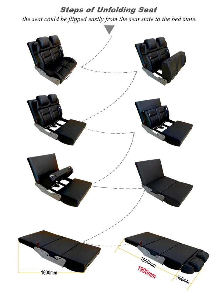 CustomizedOEM Custom Easily Refitted RV Van Seat Reclined Reversible Luxurious Rock And Roll Bed