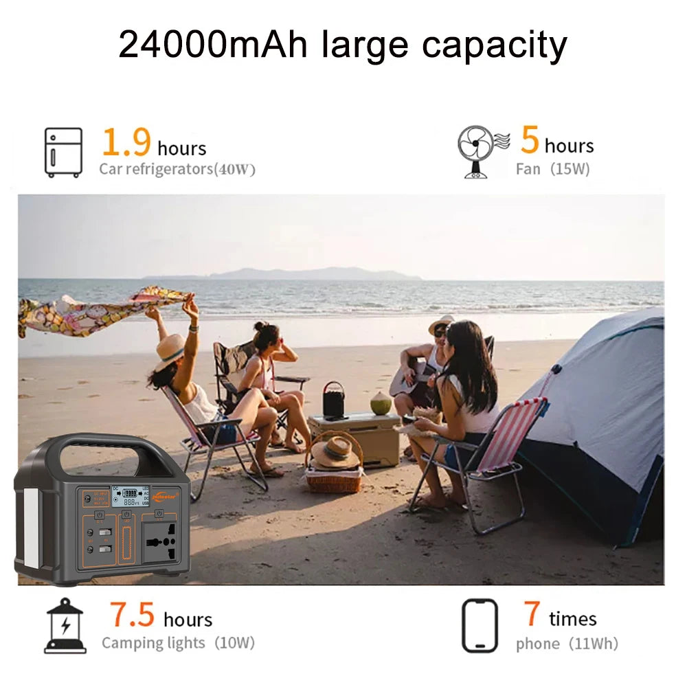 100W/300W 24000mAh LiFePO4 Portable Power Station Mobile Power Supply Solar Generator 220V/110V Station Power Bank for Camping