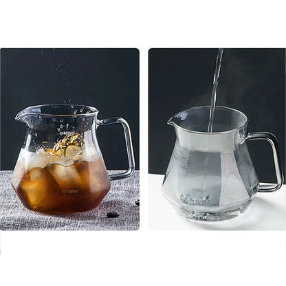 Espresso Glass Carafe Coffee Pot, Pour Over Coffee Filter Kettle - 400ml 600ml Diamond Glass Coffee Sharing Pot with Lids