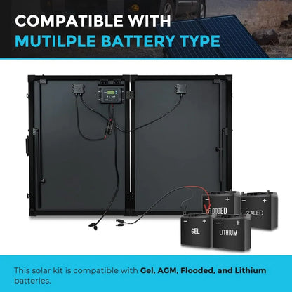 200 Watt 12 Volt Portable Solar Panel with Waterproof 20A Charger Controller, Foldable 100W Solar Panel Suitcase