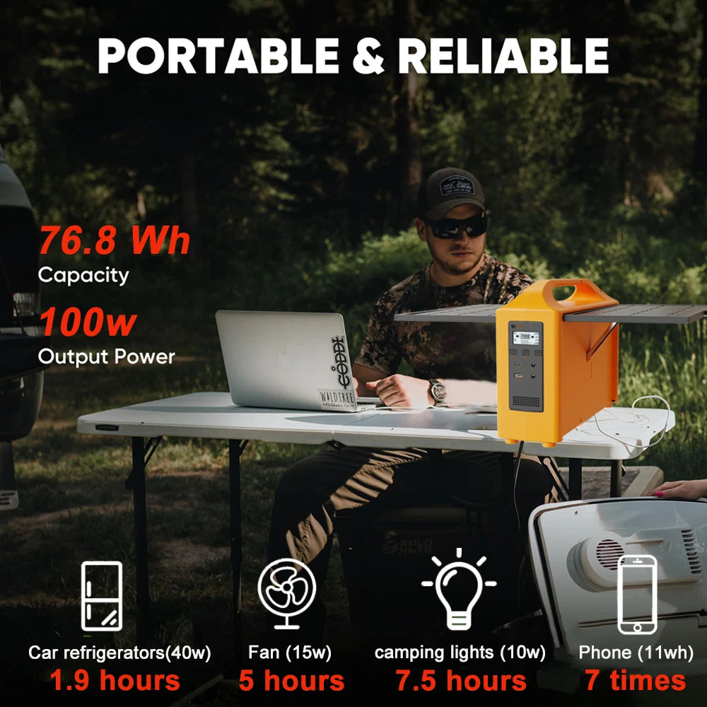 100W Portable Power Station 110V 220V Solar Generator UPS Mobile Power Station Power Bank 24000mAh With Solar Panel For Camping