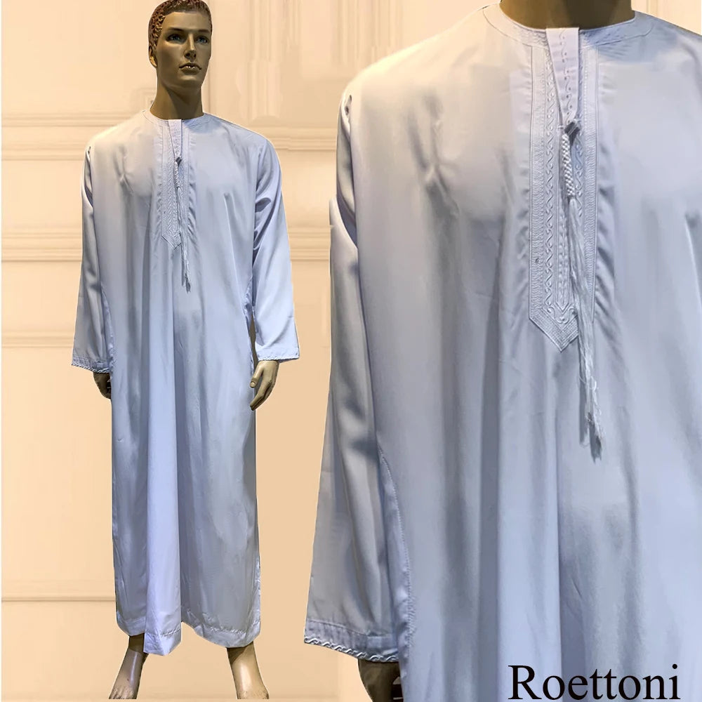 Long Sleeve Aman Abaya 1Piece Jubba Thobe For Men Kaftan Pakistan Muslim Saudi Arabia Djellaba Islam Clothing Prayer Robe Afghan