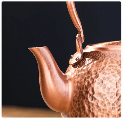 GIANXI Red Copper Teapot Chinese Tea Ceremony Handmade Pure Tea Kung Fu Tea Copper Teawear Retro Keep In Good Health Tea Kettle