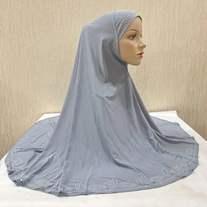 H058 Big size pray hijab with stones muslim scarf hat instant headwrap cover chest part