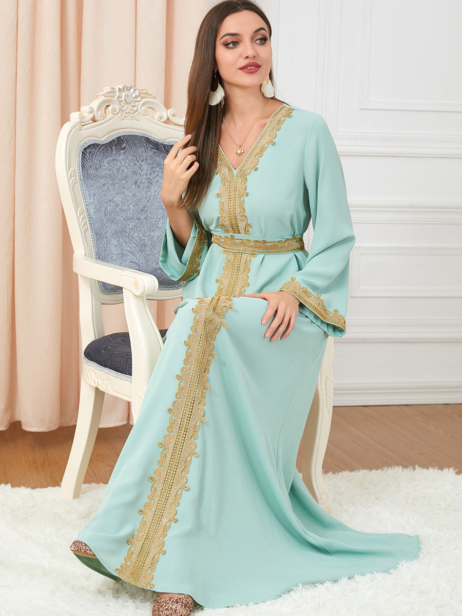 Arab Morocco Muslim Dress Abaya Women embroidery maxi Abayas Dubai Turkey Islam Kaftan Longue Musulmane Vestidos Largos 2022