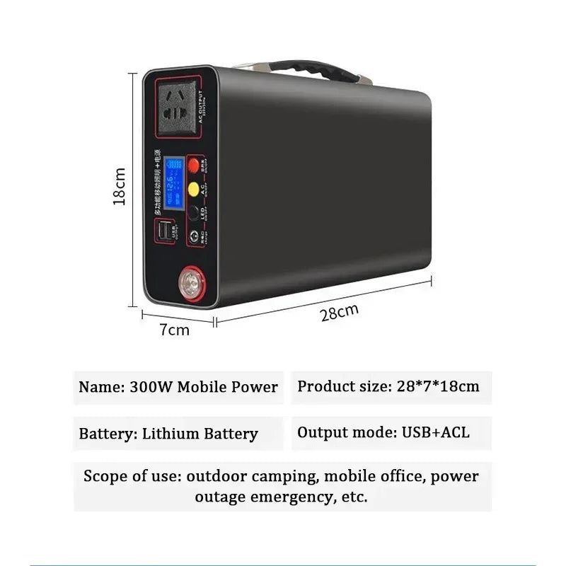 Power Station 220V300WOutdoor Power Bank 90000mah Portable  Home Camping Lifepo4 Electric System Rechargeable Generator