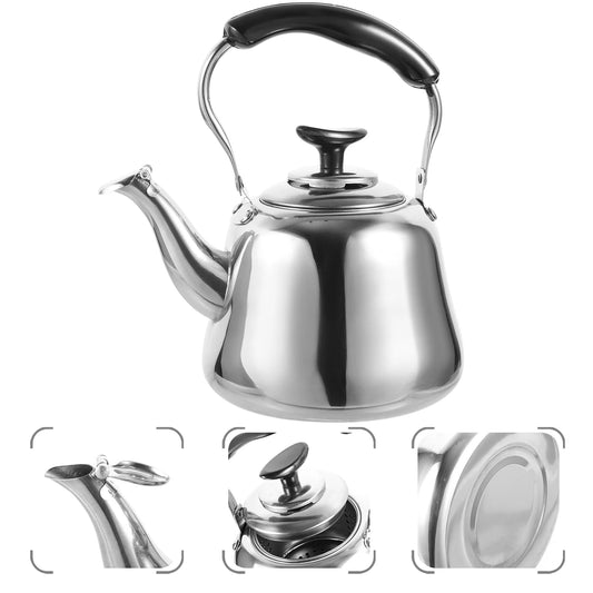 1/1.5L Stainless Steel Whistle Teakettle Large Capacity Boil Water Kettle With Filter Screen For Induction Cookers Gas Stoves