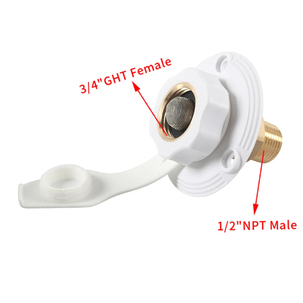 RV City Water Fill Inlet Water Fill Inlet Built In Check Valve Flange Hose Connector Connection Fill For RV Marine Caravans