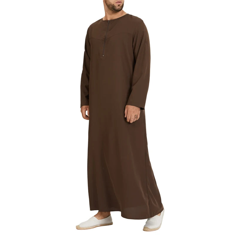 INCERUN Men Muslim Arabic Kaftan Islamic Long Sleeve Abaya Robes Solid Color Saudi Arabia Dress Jubba Thobe Men Clothing S-5XL