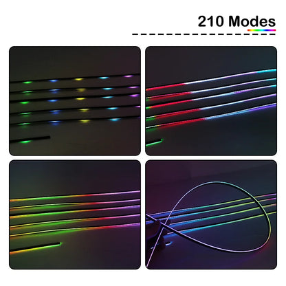 Full Color Streamer Car Ambient Lights RGB 64 Color Universal LED Interior Hidden Acrylic Strip Symphony Atmosphere Lamp