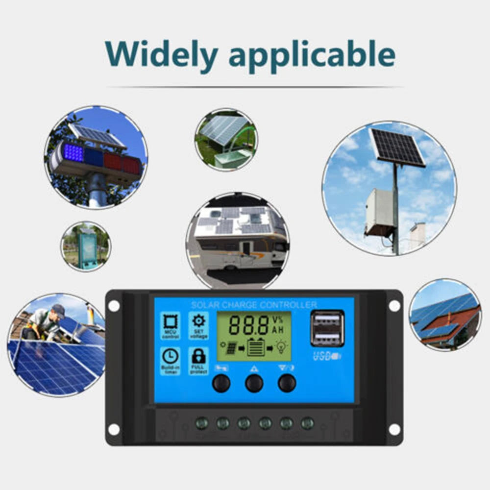 PWM 12V 24V Battery Regulator 10A 20A 30A for Wind Turbine Solar PWM 1000w Solar Tracker Solar Charge Controller