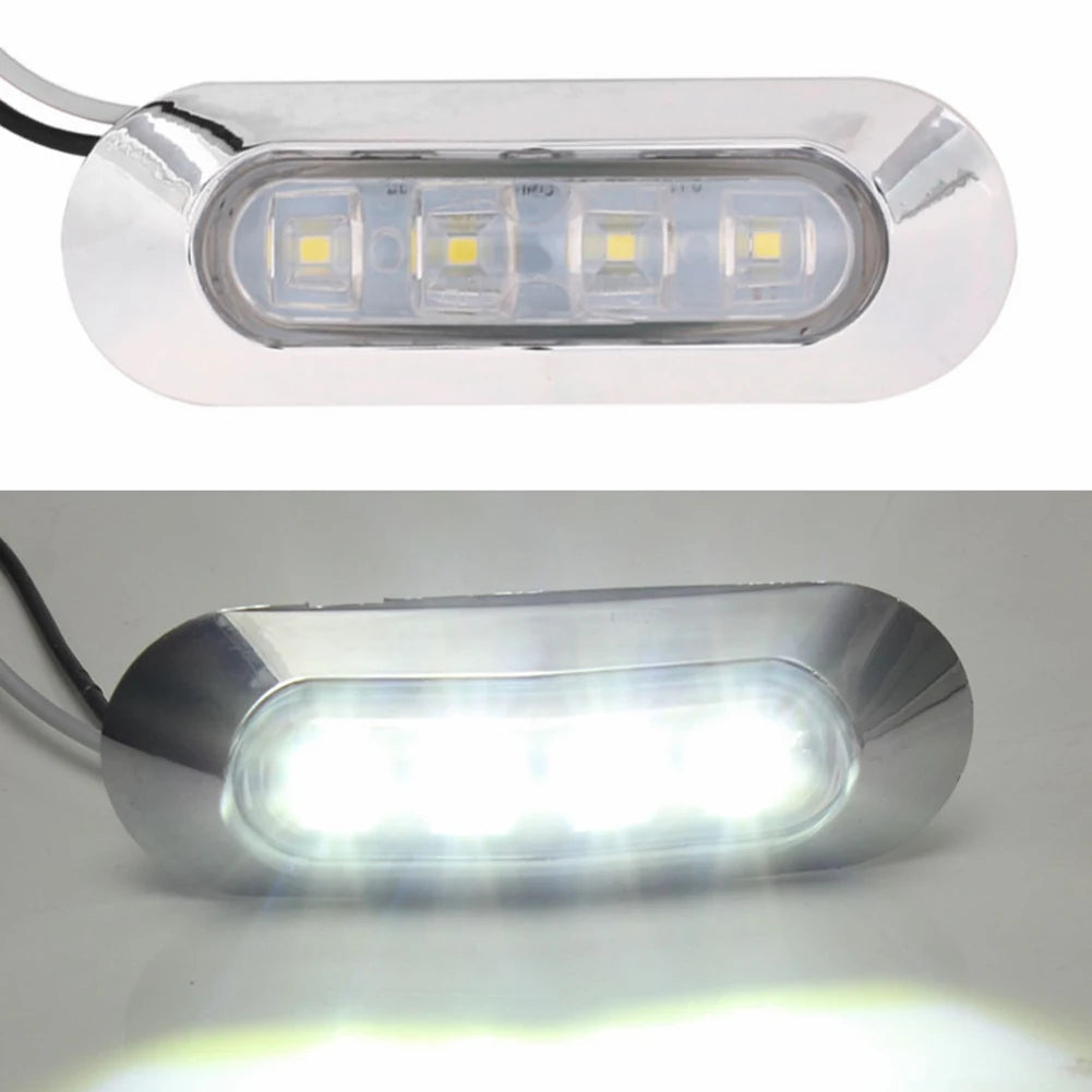 2PCS LED Marine Boat Courtesy Light 12-30V 6LED Waterproof Boat Interior Stern Transom Light Side Marker White Light for Marine