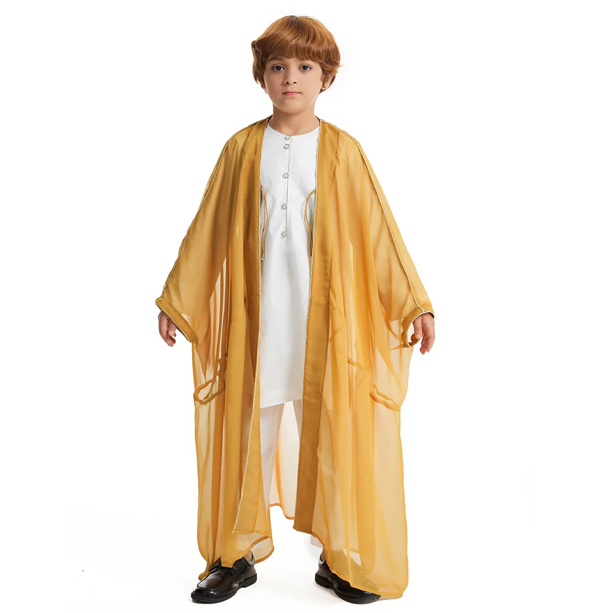 Muslim Boy Kids Kimono Cardigan Open Abaya Dubai Turkey Kaftan Islam Child Jubba Thobe Saudi Arab Thoub Djellaba Dishdasha Dress