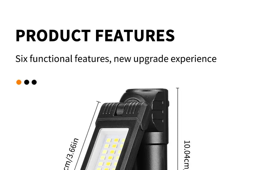 SEAMETAL Portable Work Light 6-Mode 360-Degree Led Charging Head-Mounted/Magnet Base Foldable Inspection Light for Car Repair