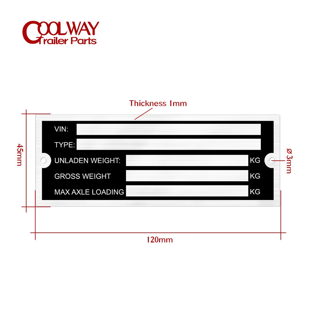 Blank or Engraved Aluminum Trailer Vehicle ID Plant VIN Chassis Plates Car Motorbike Caravan RV Parts Camper Accessories