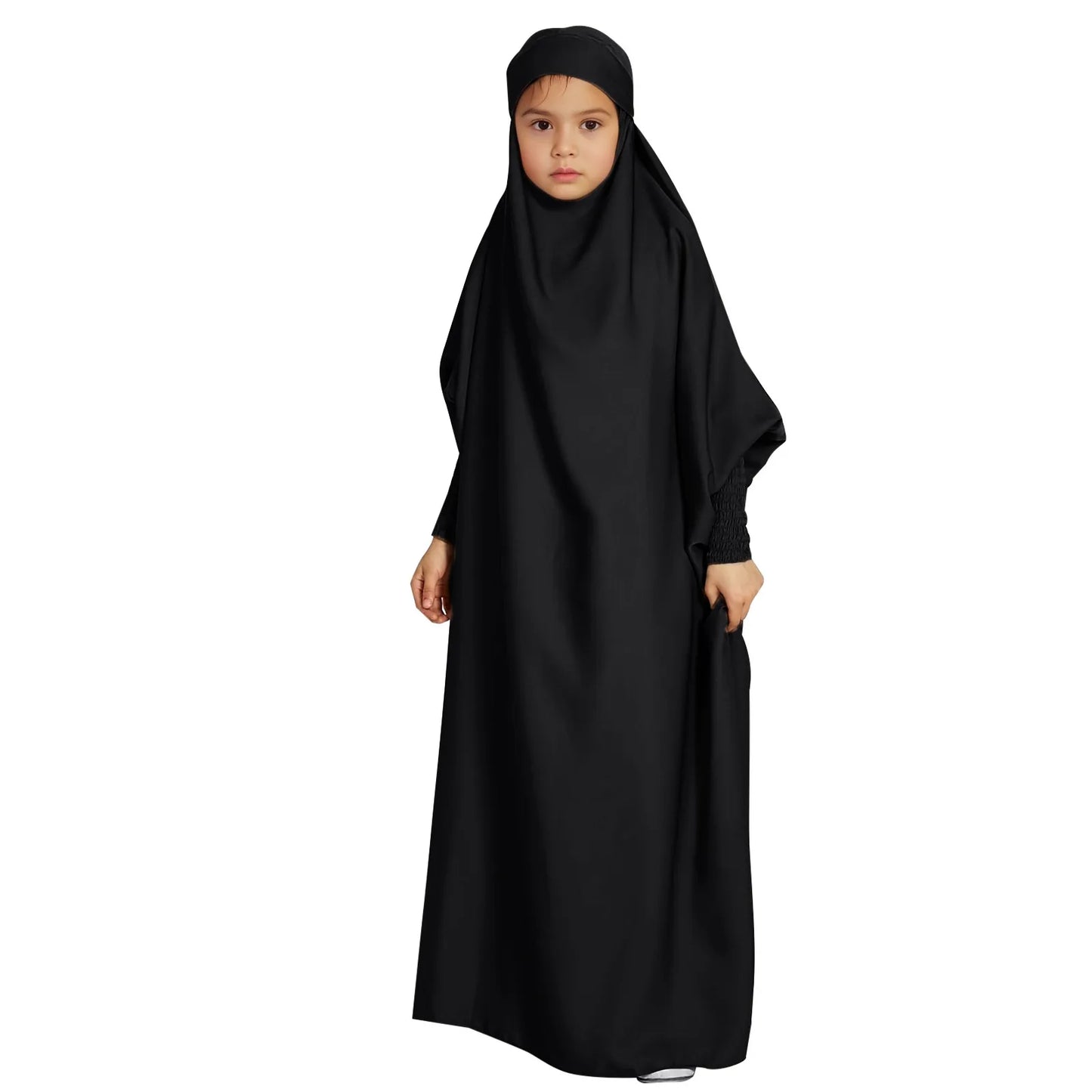 Ramadan Muslim Kids Girls Abaya Robe Solid Color Long Kaftan abaya enfant robes Dress Islamic Clothing Kids Clothes For Gift