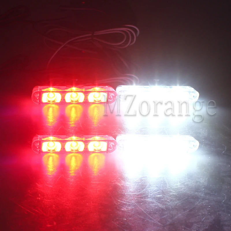 4*3 LED Police Lights for Car Led Flasher Fso Cigaretteer Grill Warning Lamp 12V Motorcycles Strobe Lights Flashlight