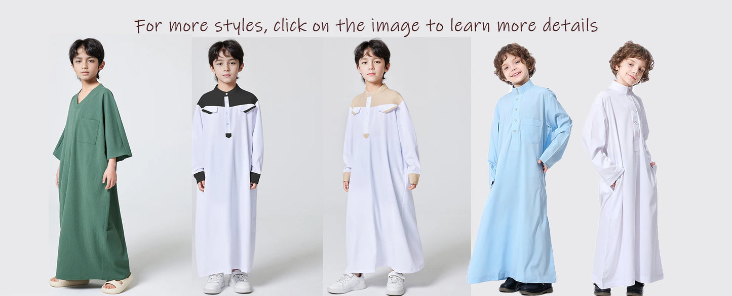 Ramadan Boys Middle East Islam Long Sleeve Arab Dubai Robe, Muslim Casual Ethnic Style Boys Long Sleeve Thobe Abaya Clothing