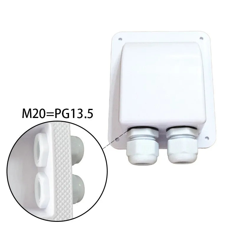 Double Wire Entry Gland Box with Solar Connector Panel Roof Wire Cable Motorhome White Double Hole RV Yacht Car  Caravans Campe