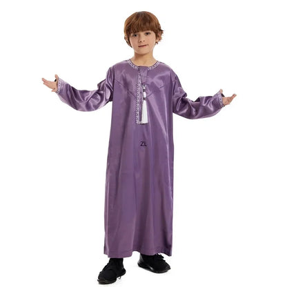 Traditional Children Muslim Clothing Kids Middle Eastern Abaya Jubba Thobe Boy Long Dress Robe Embroidery Kaftan Ramadan Caftan