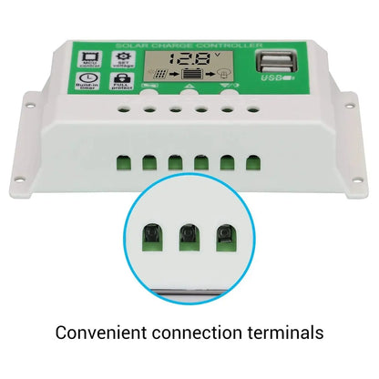 Solar Charge Controller 12V/24V Lithium Lead-acid Battery Solar Controller PMW Charging Management Solar Charger Regulator 10A