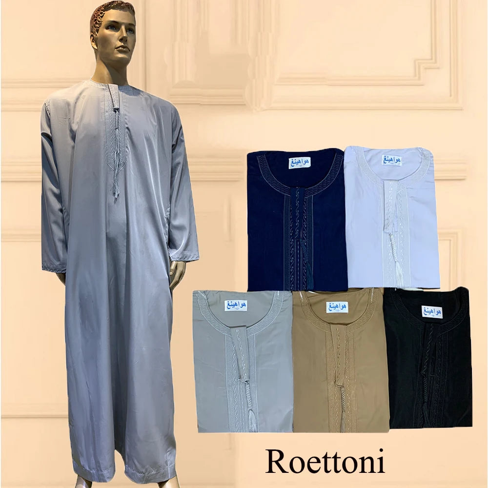 Long Sleeve Aman Abaya 1Piece Jubba Thobe For Men Kaftan Pakistan Muslim Saudi Arabia Djellaba Islam Clothing Prayer Robe Afghan