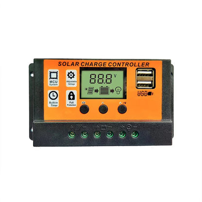 100A Solar Charge Controller Solar Panel Controller 12V/24V Adjustable LCD Display Solar Panel Battery Regulator With USB Port