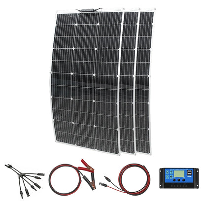 Flexible Solar Panel 300w Fotovoltaic Panel Solar 100w 12V Kit 200w Complete for Charge Battery/Motorhome/Camper Van