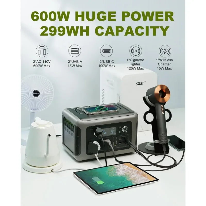 [Upgraded Version] ALLPOWERS R600 Super-Quiet Portable Power Station, 299Wh 600W LiFePO4 Battery Backup with UPS Function