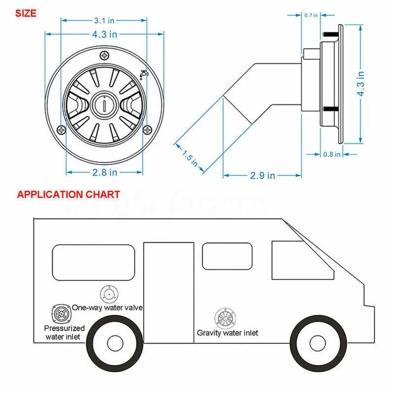 RV Accessories Filler Neck For Water Tanks Caravan Fresh Water Locking Inlet Hatch Filler Cap For Motorhome Water Locking Cap